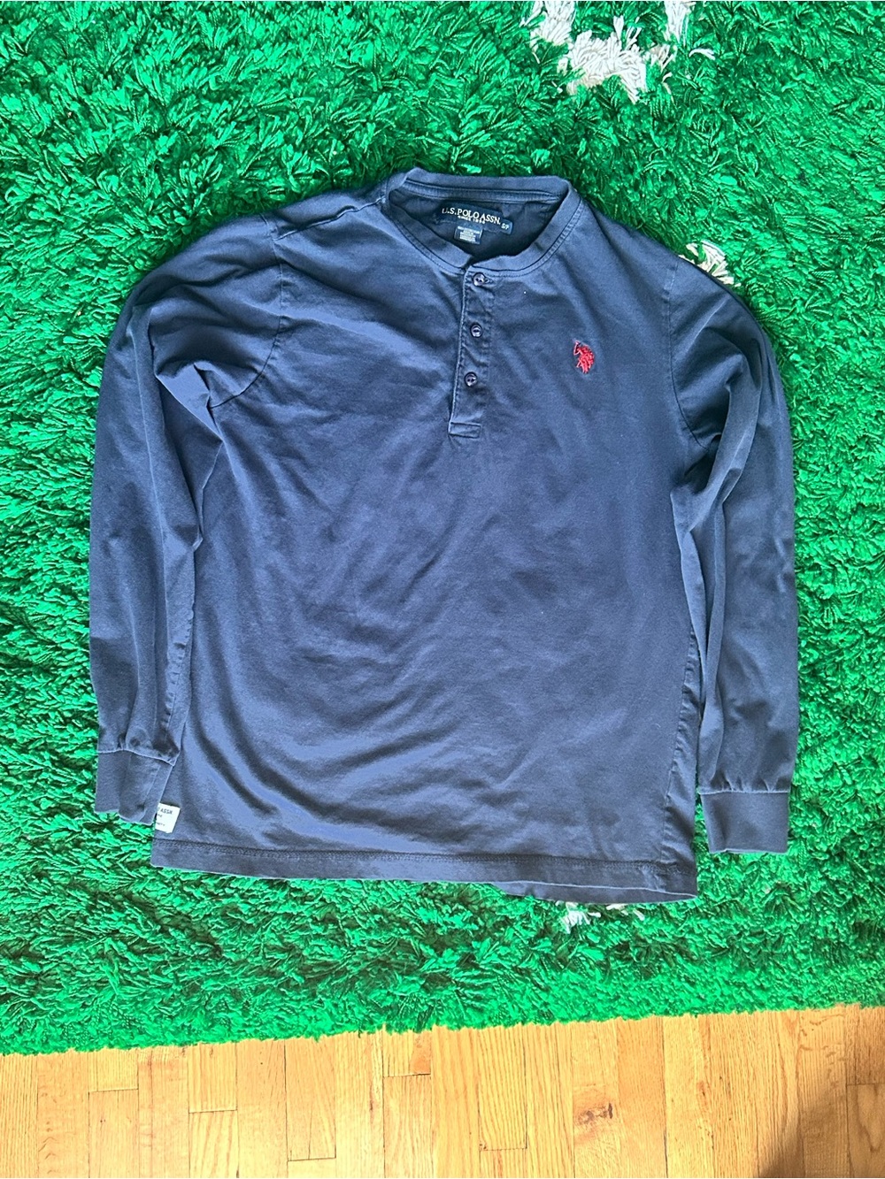 U.S. Polo Assn. Navy Long-Sleeve Henley with Red Logo